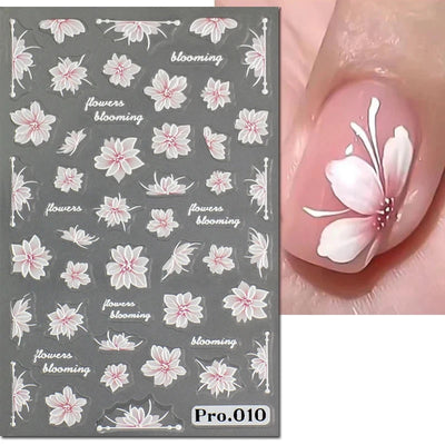 5D Embossed Nail Art Stickers – Pink Floral Adhesive Decals for Manicure Tips | Self-Adhesive Nail Sliders for DIY Designs & Salon-Quality Nails Revive