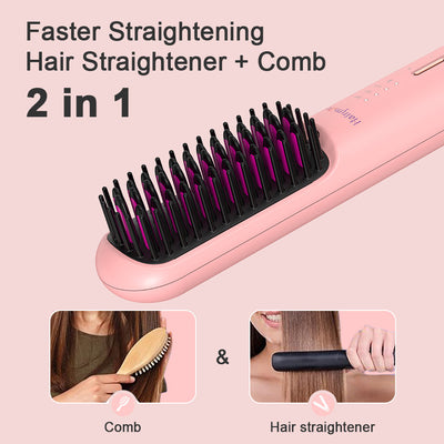 USB Rechargeable Cordless Hair Straightener Comb – Dual-Use for Smooth Styling Revive